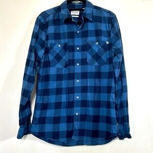 Timberland Men's XL Blue & Black Plaid Long Sleeve Flannel Shirt- Size XL